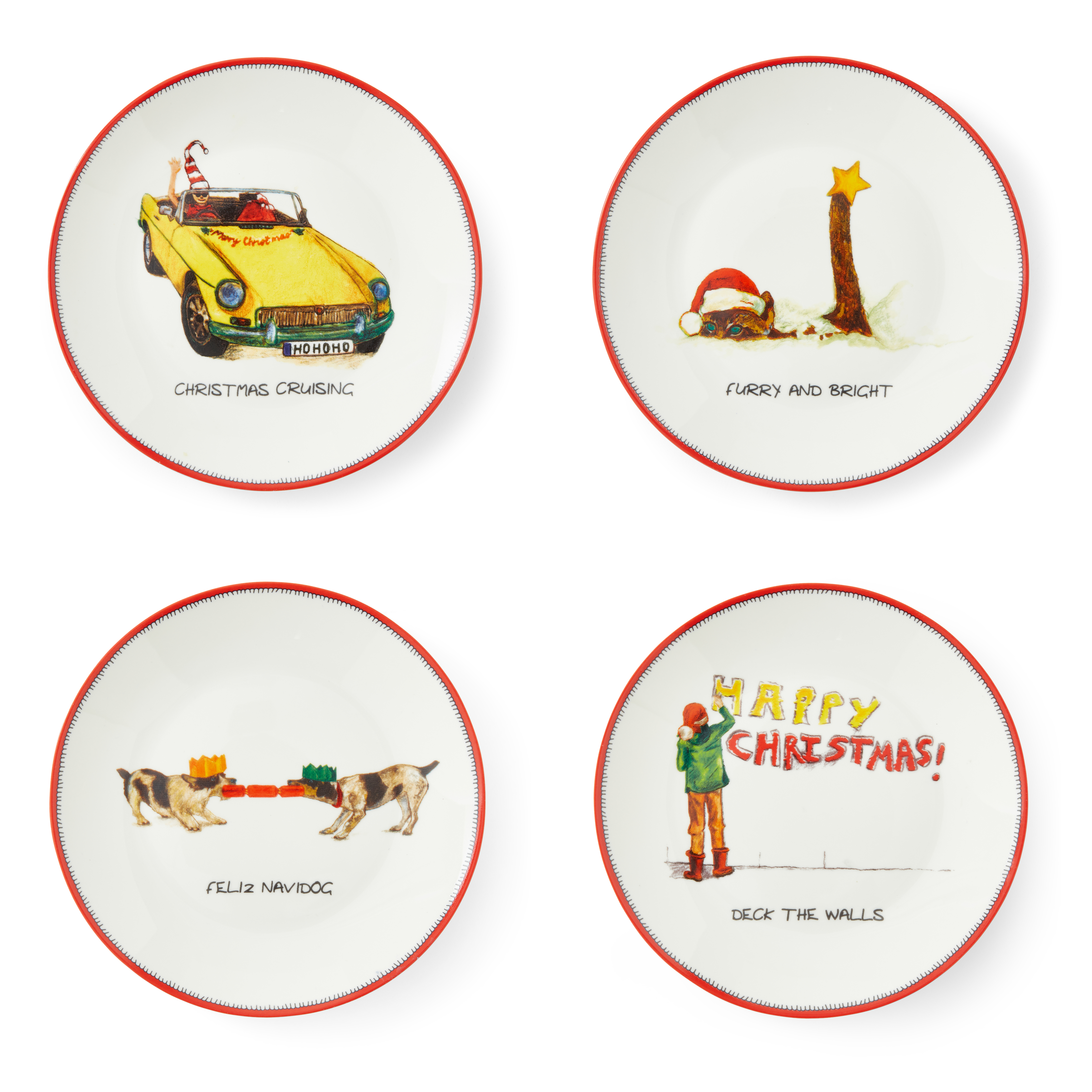Christmas Doodles Tidbit Plates Set of 4 image number null